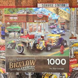 ROSE ART HOT ROD GARAGE 1000-PIECE JIGSAW PUZZLE COMPLETE